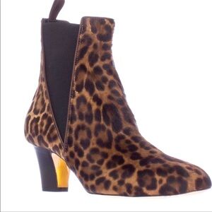 Rupert Sanderson Oscar Leopard Ankle Boots Calf Hair Size 38
